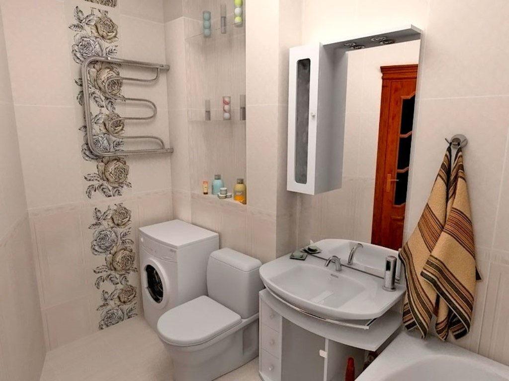 Дизайн ванной комнаты с туалетом, стиральной машиной в небольшом помещении